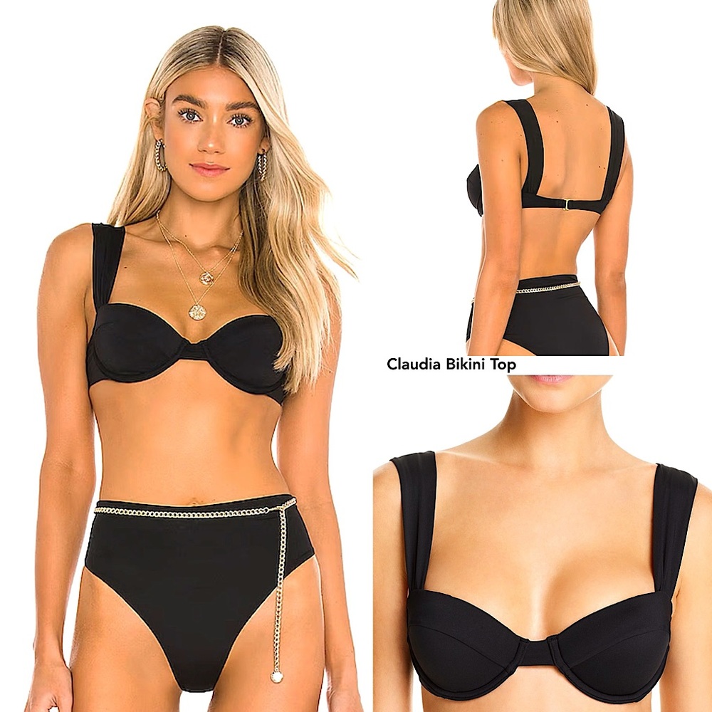 NWOT‼️ WEWOREWHAT / REVOLVE Claudia Bikini Top in Black (Size L)